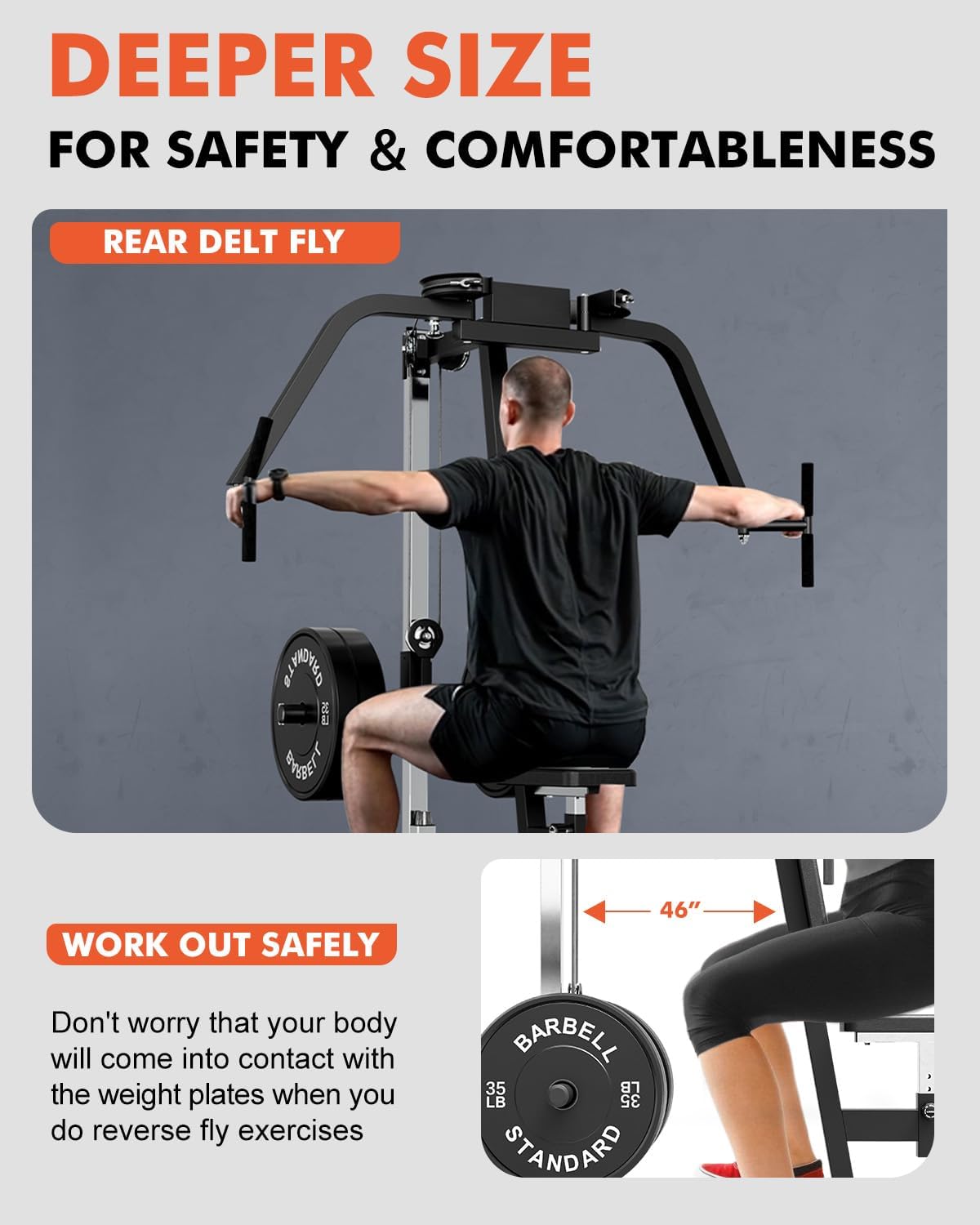 Mikolo Chest Fly Machine, PEC Fly and Reverse Delt Machine, 400 lbs Upper Body Specialty Machine for Pectoral and Rear Deltoid with Band Pegs, Chest, Back, and Shoulder Training for Home Gym - Image 2