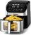 Air Fryer 6.2 QT Large Capacity Oilless Hot Air Fryers Oven 1500W Healthy Cooker with 10 Presets, Digital LCD Touch Screen, Visual Cooking Window, Non-Stick Basket, Included Recipe (Silver-L)