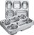 Foaincore 8 Pack Stainless Steel Divided Plates Rectangular Portion Control Plates with 5 Compartments Unbreakable Metal Food Tray for Lunch, Dinner, Camping, Heavy Gauge