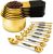 Magnetic Measuring Cups and Spoons Set, Including 7 Stainless Steel Nesting Gold Measuring Cups & 8 Magnetic Gold Measuring Spoons with 1 Leveler for Cooking & Baking