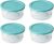 Pyrex Storage 4 Cup Round Dish, Clear with Turquoise Plastic Lids, Pack of 4 Containers – Original Genuine Pyrex – Made in the USA