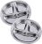 QRU Stainless Steel Divided Plates Set of 2, 3 Compartment Plate, Adults, and Portion Control, Balanced Bites Divided Plates, Non-BPA & Dishwasher Safe