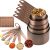 Smithcraft Copper Measuring Cups and Spoons Set 14, Stainless Steel Measuring Cups and Spoons for Baking&Kitchen, Metal Metric&US Dry&Liquid 5 Measuring Cups and 6 Spoons with Leveler&Conversion Chart