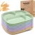Vesici 8 Pcs 9” Unbreakable Divided Plates for kids Adults Food Separator Dinner Plates Reusable Compartment Plates Dishwasher Microwave Safe (Purple, Blue, Green, Beige)