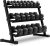 XMARK 5-50 Pound Dumbbells Weight Set (10 Pairs) with Weight Storage Rack, Gray or Black Storage
