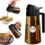 YARRAMATE 16oz/470ml Light-Blocking Dark Oil Sprayer for Cooking, 2 in 1 Olive Oil Dispenser Bottle for Kitchen, Premium Dark Amber Glass Oil Bottle, Food-Grade Oil Mister for Air Fryer, BBQ (Black)